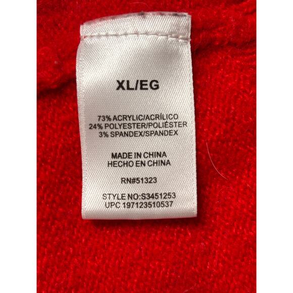 Vince Camuto Christmas Sweater Crew Neck Knit Pullover Cozy Holidays Sz XL Red - Picture 5 of 5